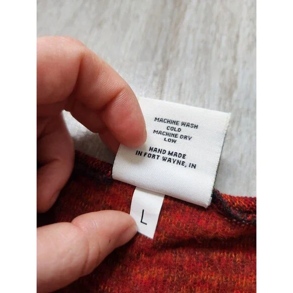 Hand Jive Rust Knit Dress Bell Sleeve Pocket A-Line Boho Artsy Womens L EUC - Picture 5 of 10